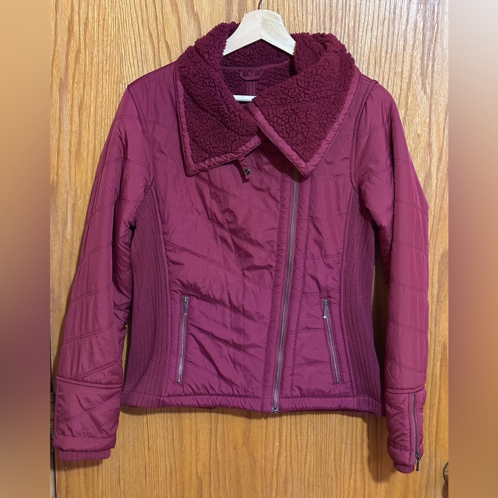 PRANA PURPLE LONG SLEEVE ZIP FRONT FLEECE LINED JACKET SZ Small unique